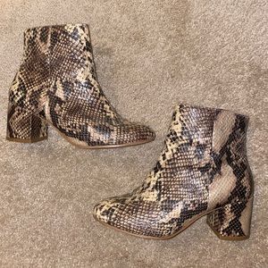 Urban outfitters snakeskin booties with heel